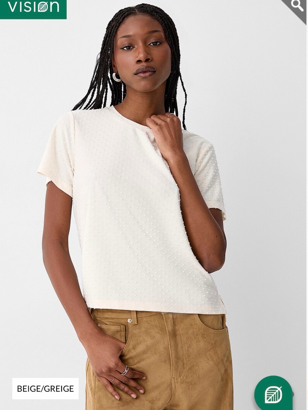 Icone brand (Simons) Women’s Beige Dot-Texture Short Sleeve Top
